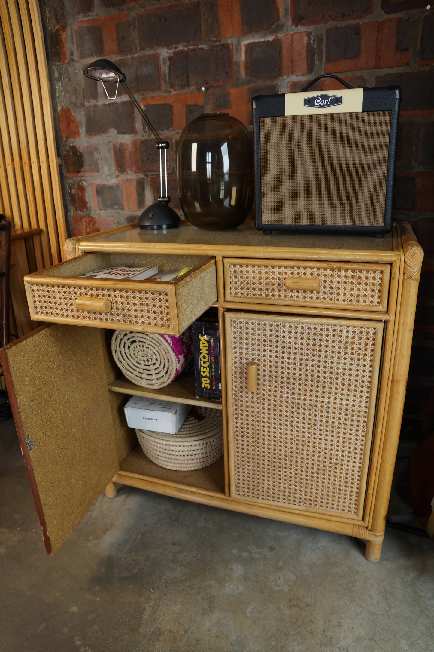 Vintage Rattan Sideboard