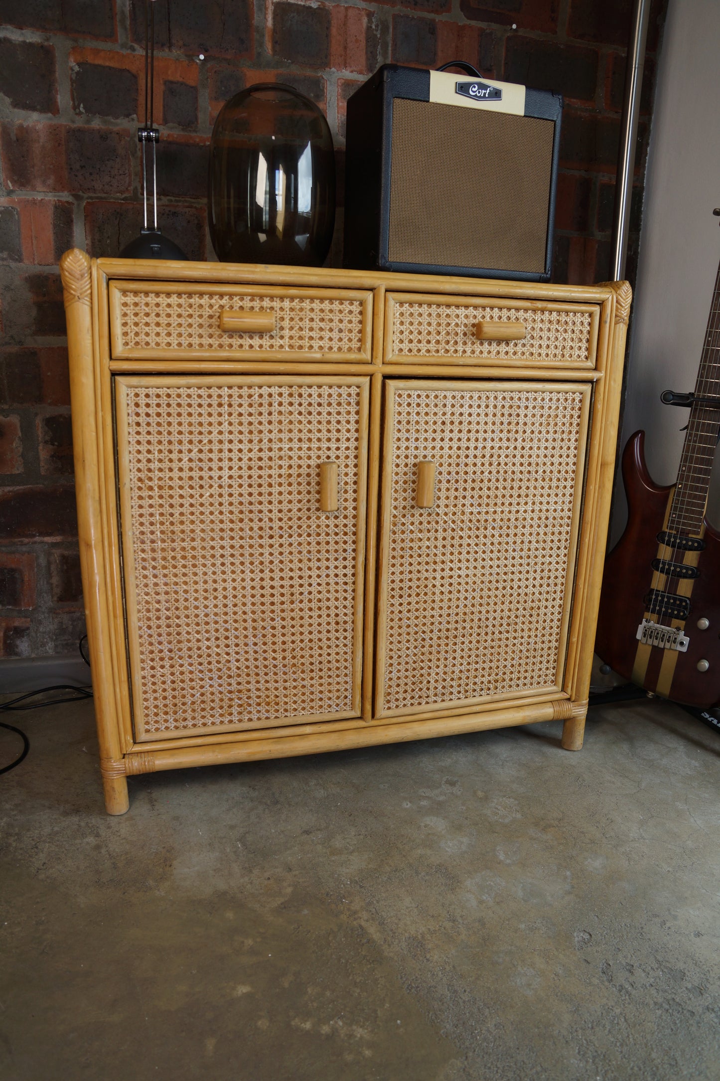 Vintage Rattan Sideboard