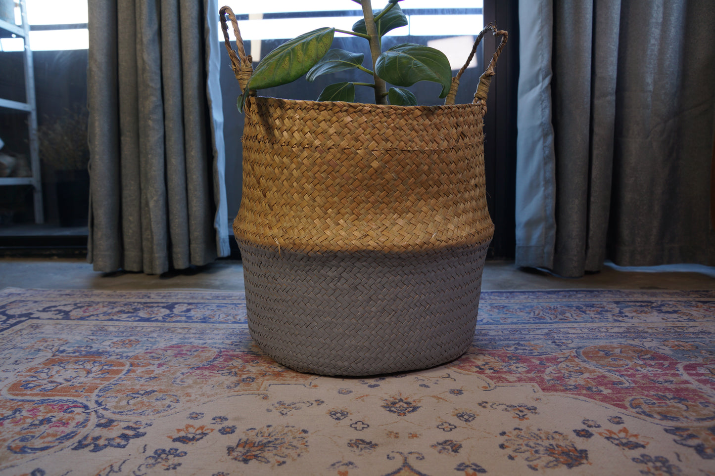 Two-Tone Seagrass Belly Basket