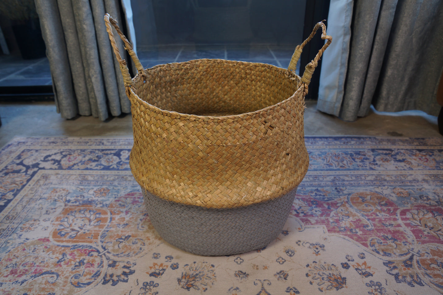 Two-Tone Seagrass Belly Basket
