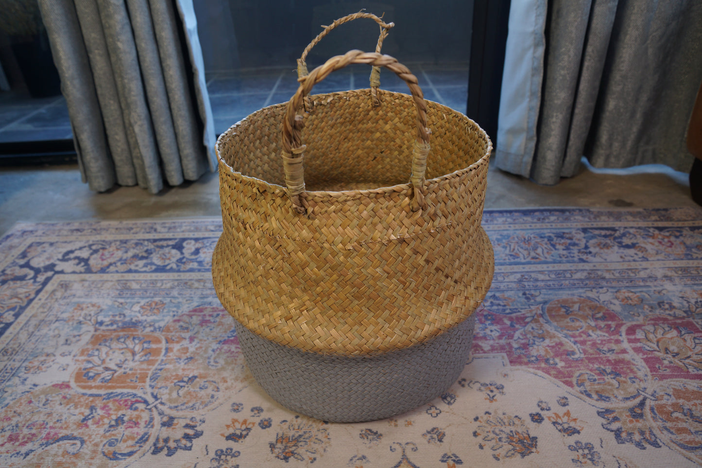 Two-Tone Seagrass Belly Basket