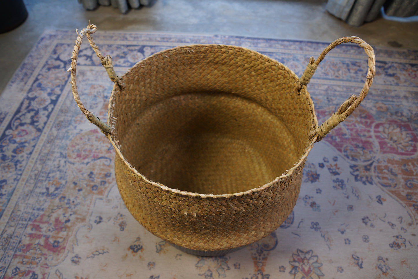 Two-Tone Seagrass Belly Basket