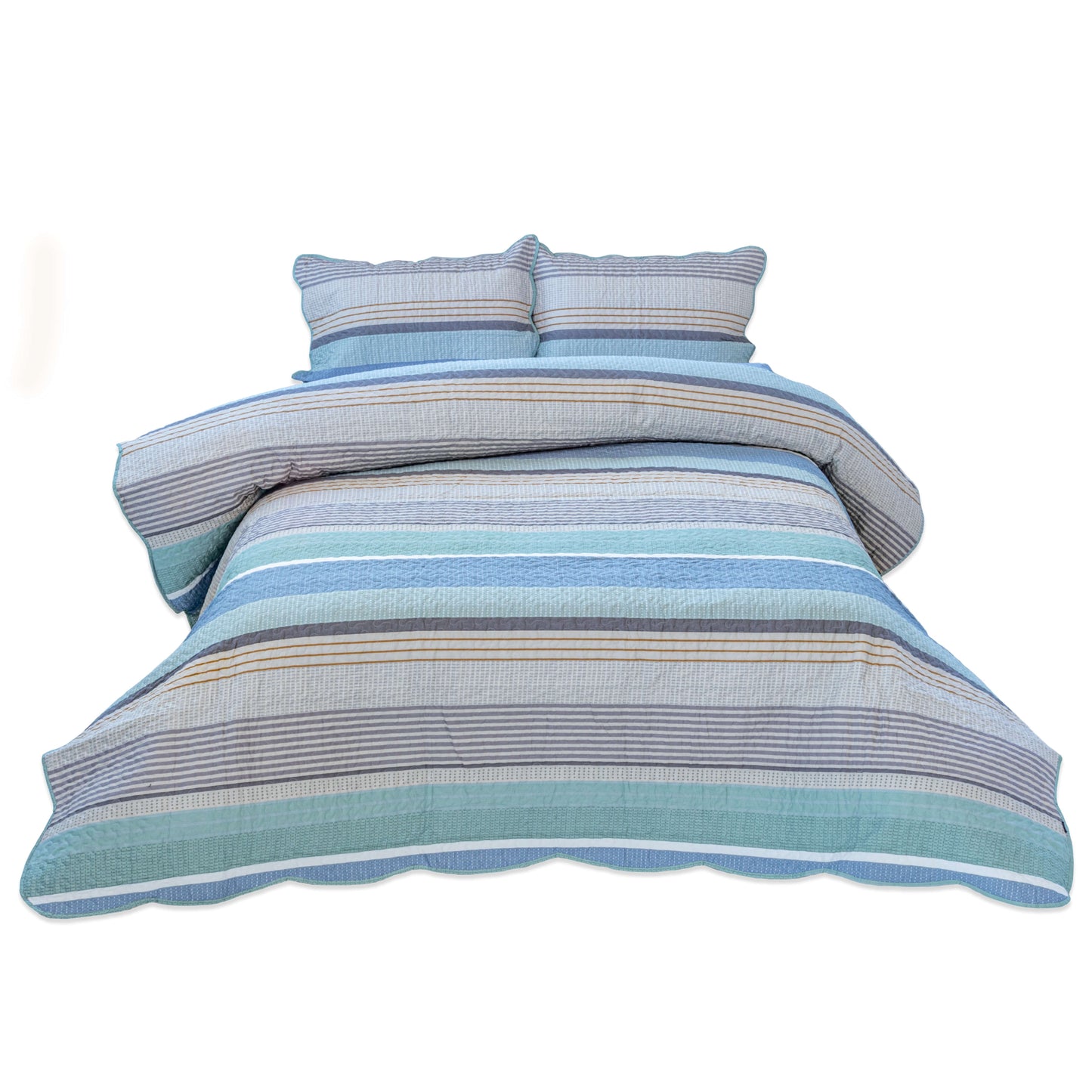 Microfibre Piper Teal Quilt Set